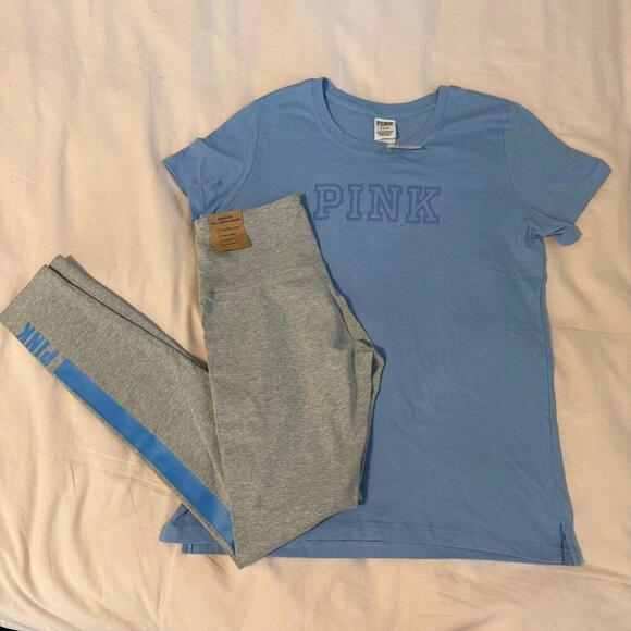 Victoria's Secret Tops - PINK Victorias Secret short sleeve shirt and leggings set